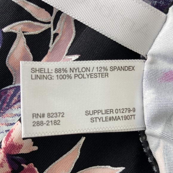 Macrame  Black Floral Halter Tie Tankini Top - Picture 11 of 11